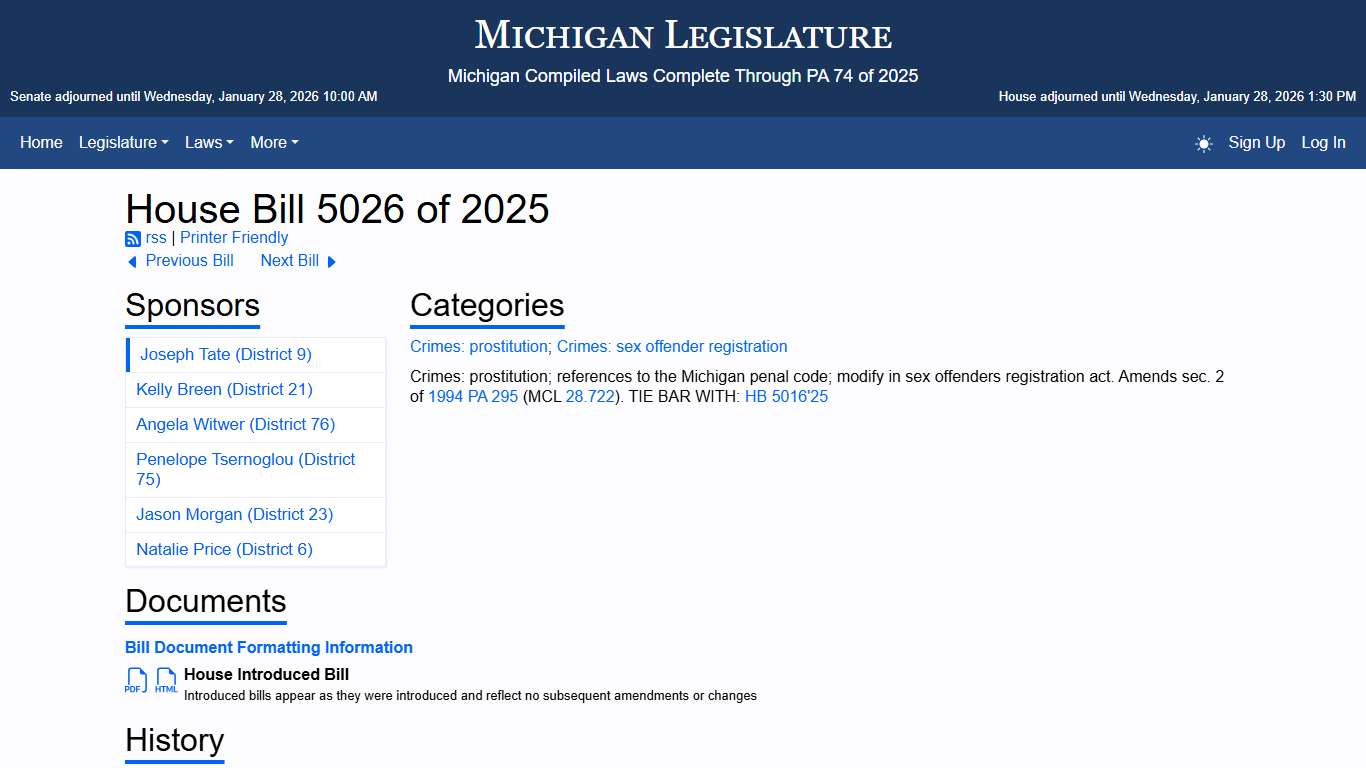 House Bill 5026 of 2025 - Michigan Legislature
